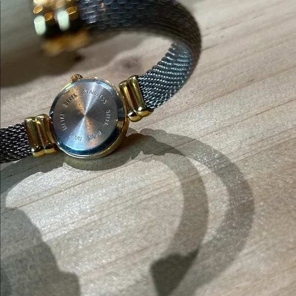 Pierre Jacquard Vintage Cuff Cable Knit Bracelet Watch Duo-Toned Silver/Gold - Picture 5 of 7